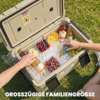 42.6L Insulated Cool Box, Lightweight Portable Ice Cooler with Handle, Lid and Drain Valve, Khaki