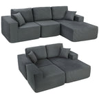 Modulares Ecksofa, L-förmiges Sofa-Bett mit tiefem Sitz, breiten Armlehnen, 2 Kissen, Dunkelgrau