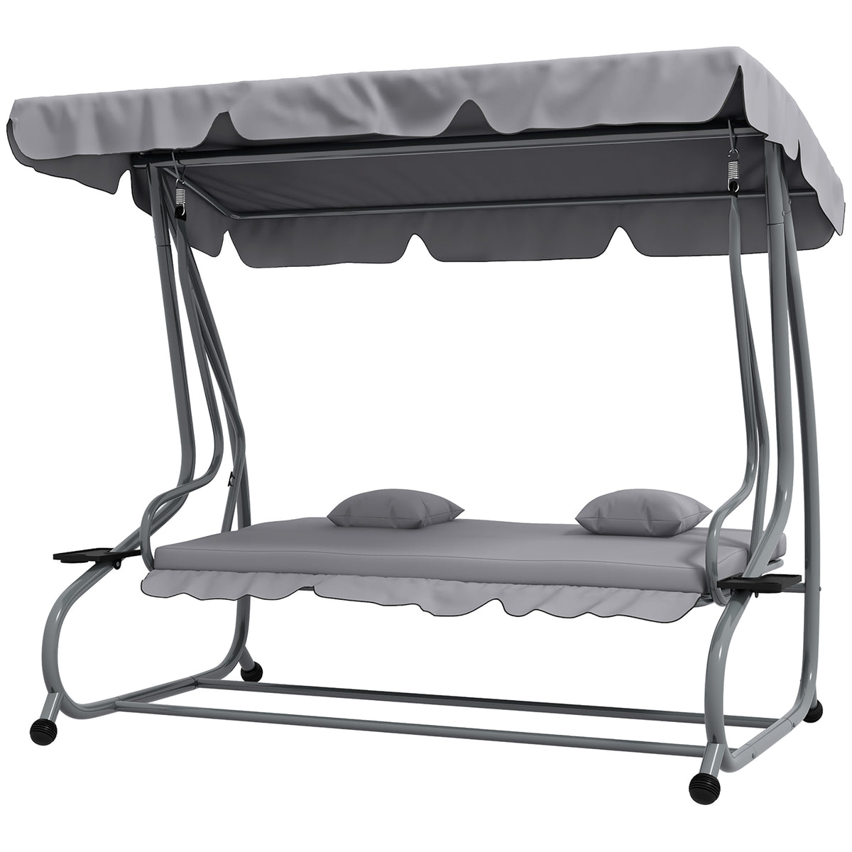 Three-Person garden Swing Chair, with Adjustable Canopy - Light Grey