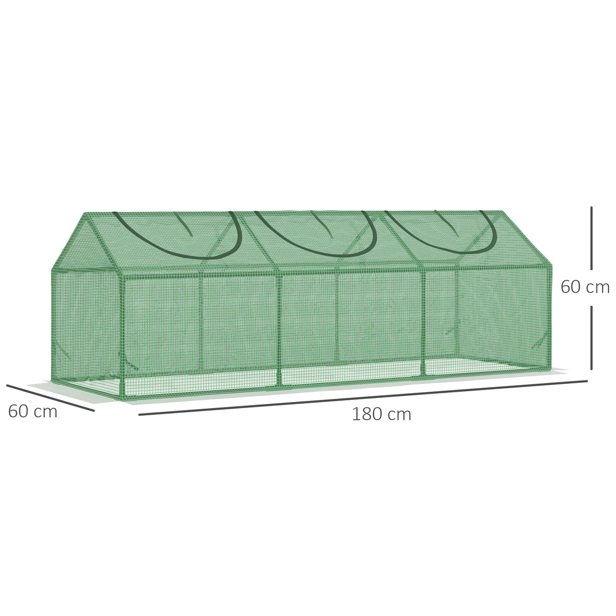 Mini Greenhouse Portable Flower Planter Vegetable Grow House for Garden with Zipped Windows, 180 x 60 x 60 cm, Green