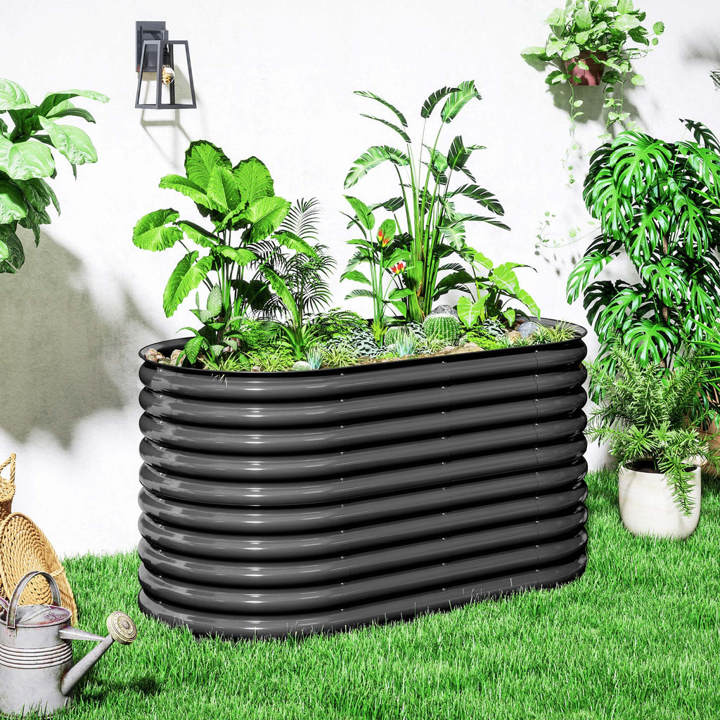Pflanzk¨¹bel, Metall-Blumenk¨¹bel mit Sicherheitskante und Handschuhen, offener Boden, 160B x 80T x 80H cm, Dunkelgrau