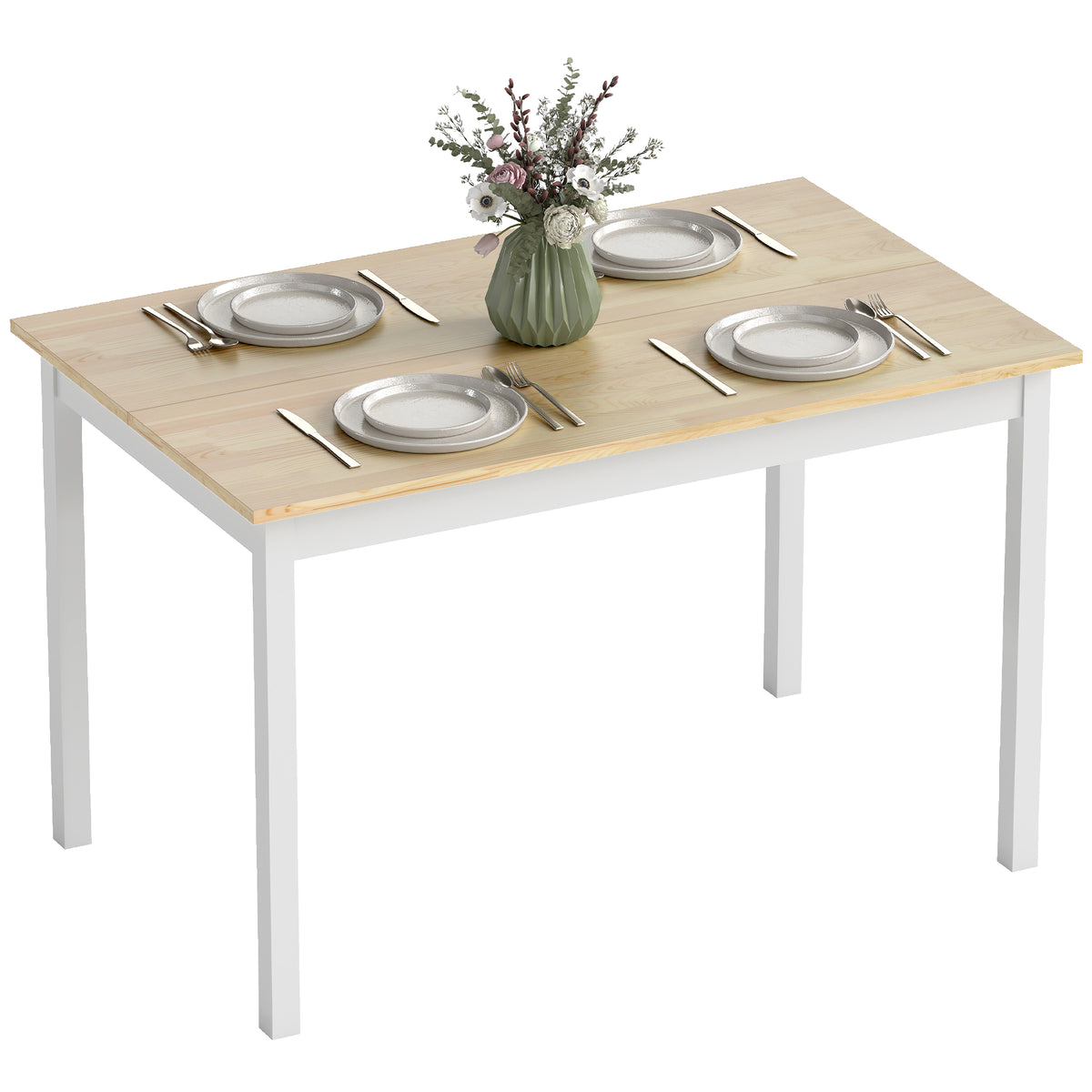 Four-Seater Farmhouse-Style Wooden Table