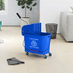 20L Compact Mop Bucket on Wheels, with Water Separation Panel - Blue