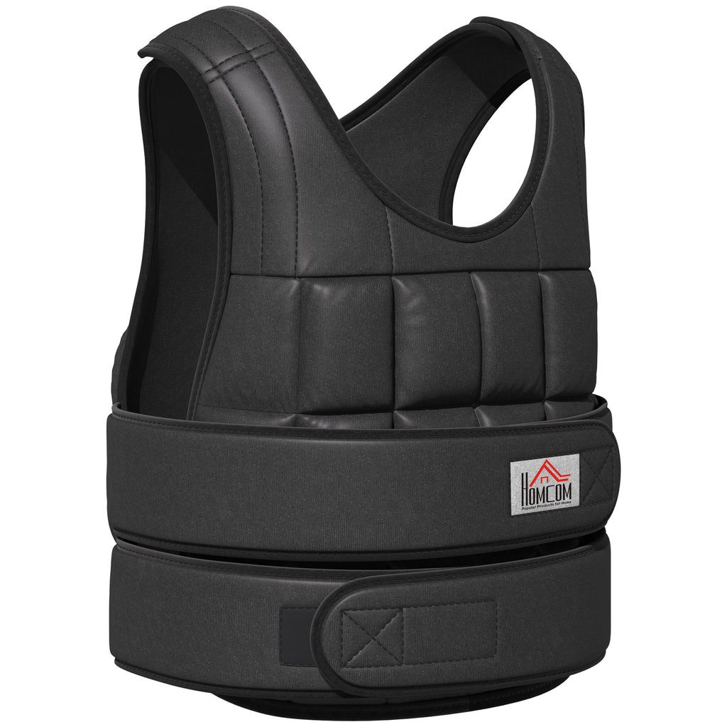 30 kg Gewichtsweste Trainingsweste mit 35 Gewichtssäcke Verstellbar Krafttraining Fitness Oxford Metall Schwarz 60 x 50 cm