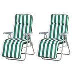 Gartenliegen 2er-Set klappbar mit Auflagen 60 x 75 x 102 cm Stahl Grün+WeiB