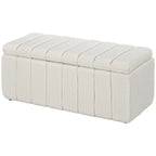 Polsterbank, Bettbank mit Stauraum, belastbar bis 120kg, 102x45x46cm, Cremewei?