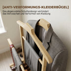 Bambus-Kleiderständer auf Rollen, kompakt, mit Bügeln, Hängestangen, Ablage und unterem Regal, Eichenoptik