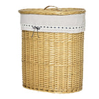 Wäschekorb aus Weide mit Deckel Wäschesammler mit Griff, herausnehmbarer Wäschesack, Laundry Baskets Wäschebox für Badezimmer Waschküche Schlafzimmer Natur