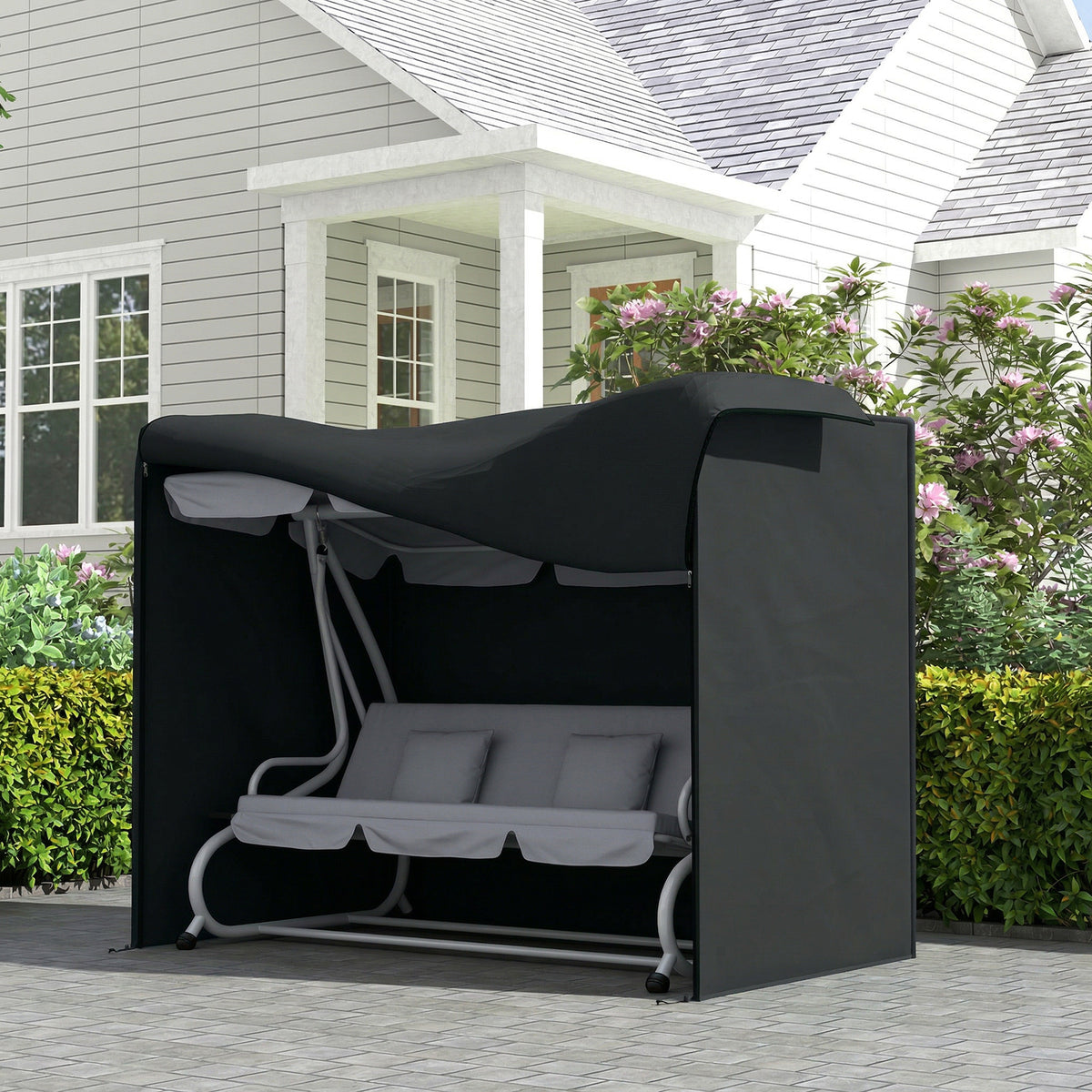 220 x 125cm Three-Seater Swing Chair Protective Cover - Black