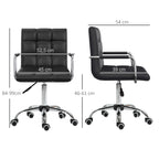 Bürostuhl im Retrodesign, höhenverstellbar, 5 Rollen, 52,5 cm x 54 cm x 99 cm, Schwarz