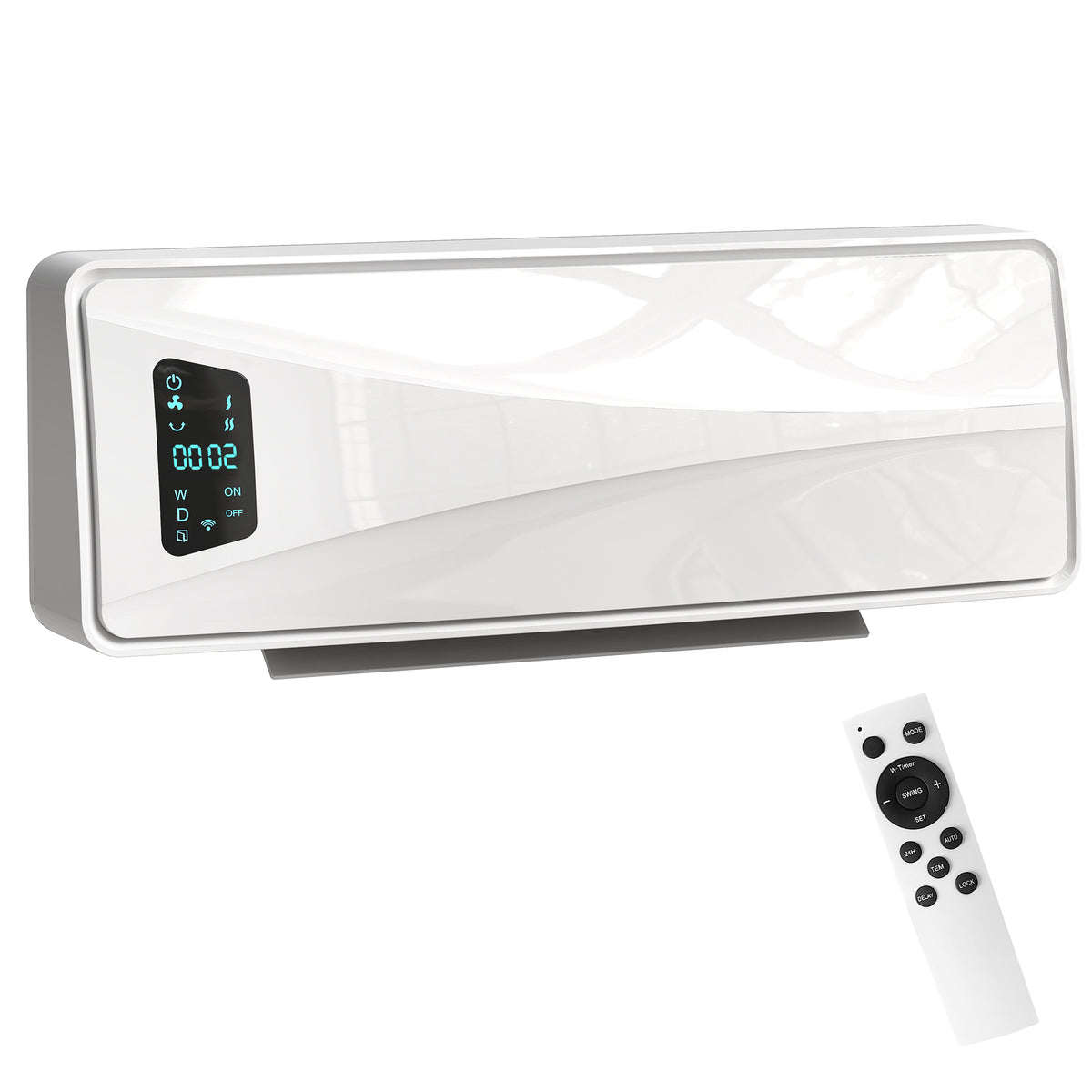 Wand Heizlüfter 2000W Keramik Wandheizgerät mit 3 Modi, LED-Display, Einstellbarer Thermostat, 24H-Timer Weiß