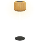 Rattan Außenleuchte, Solar Gartenlampe, Einschaltautomatik, LED, wetterfest, Metallrahmen, Ø34 x 130cm, Schwarz/Gelb