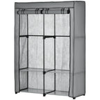 Steel Frame Fabric Wardrobe, with Rail and Shelves - Light Grey