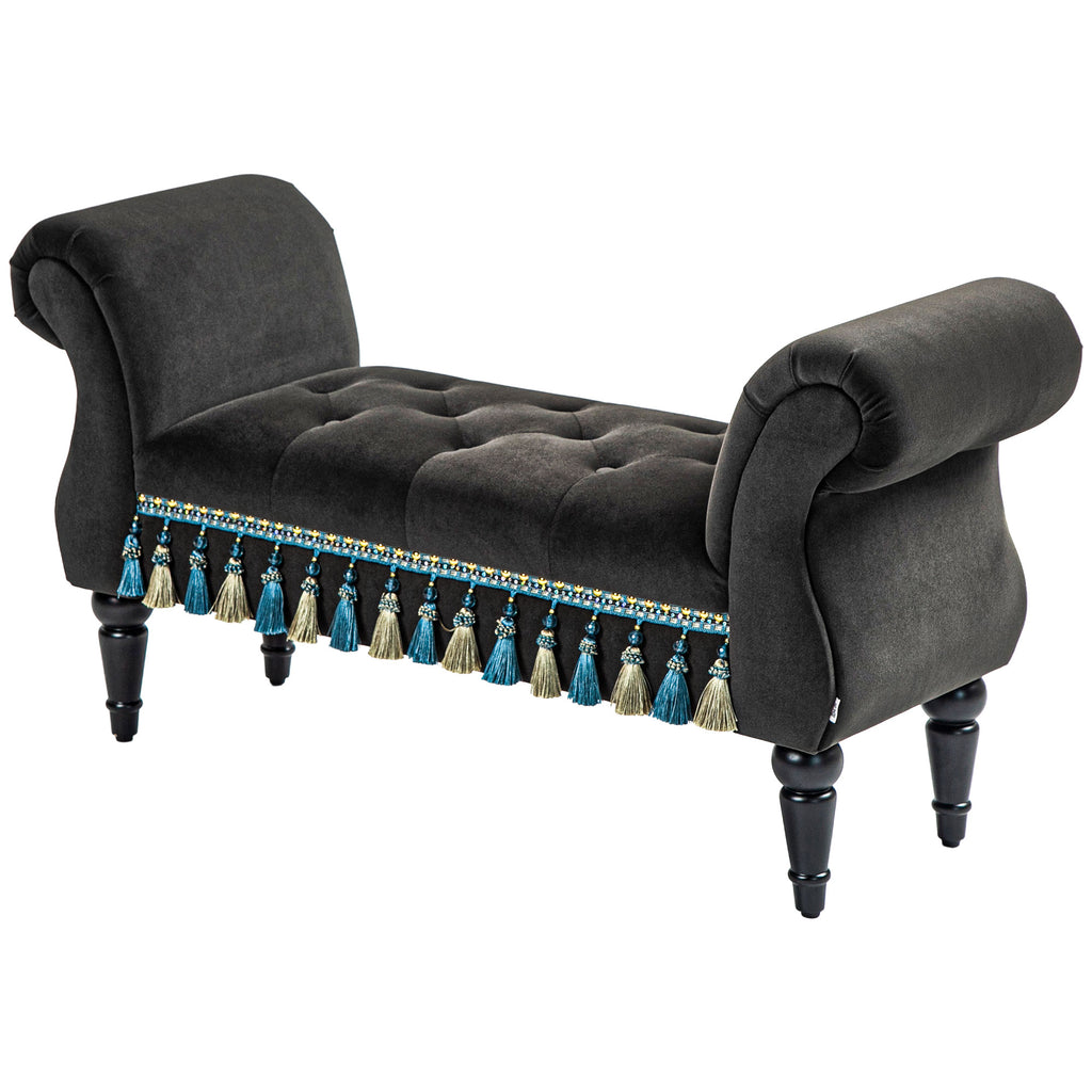 Polsterbank, Sitzbank, Vintage-Design, bis 150 kg, 117x40x58 cm, Dunkelgrau