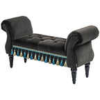 Polsterbank, Sitzbank, Vintage-Design, bis 150 kg, 117x40x58 cm, Dunkelgrau