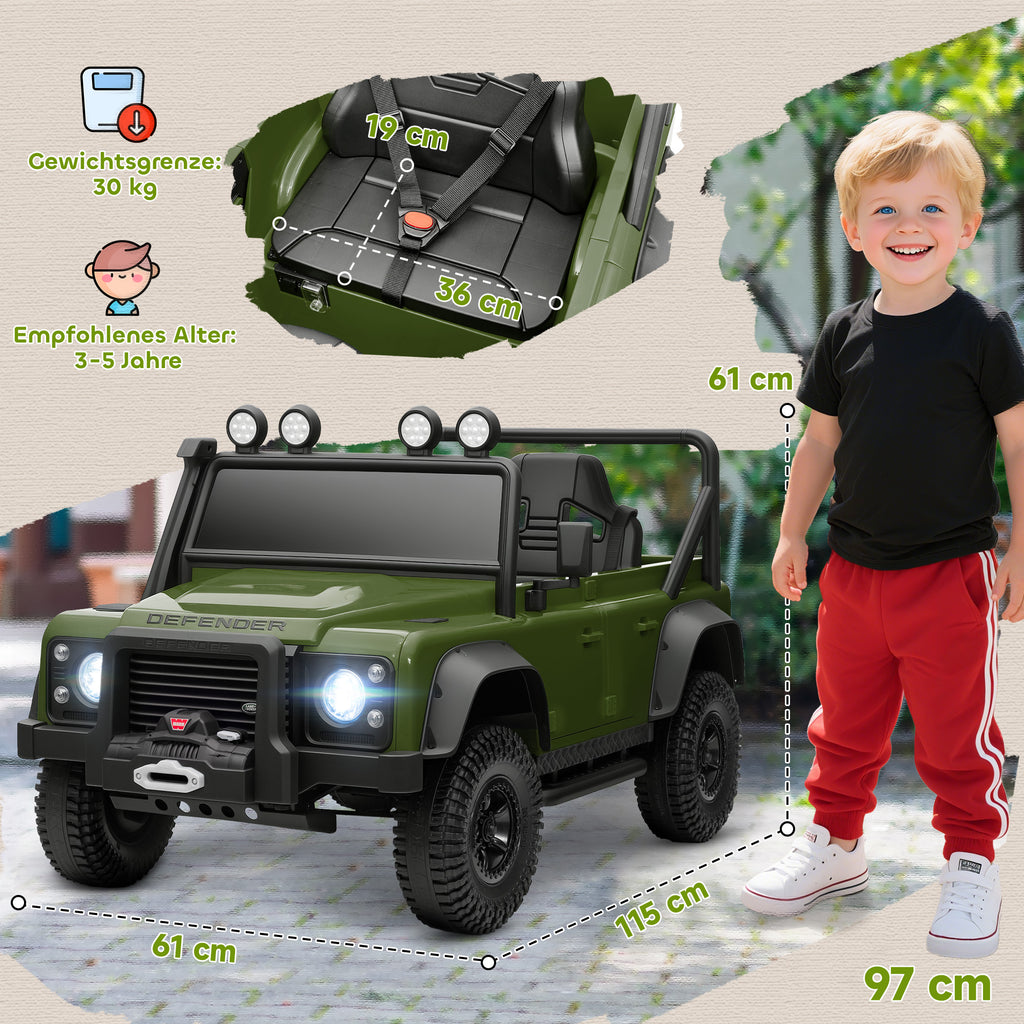 Kinder-Elektroauto, 12V Batterie-Betrieb, Fernbedienung, Musik-Funktion, Hupe, LED-Lichter, Gr¨¹n