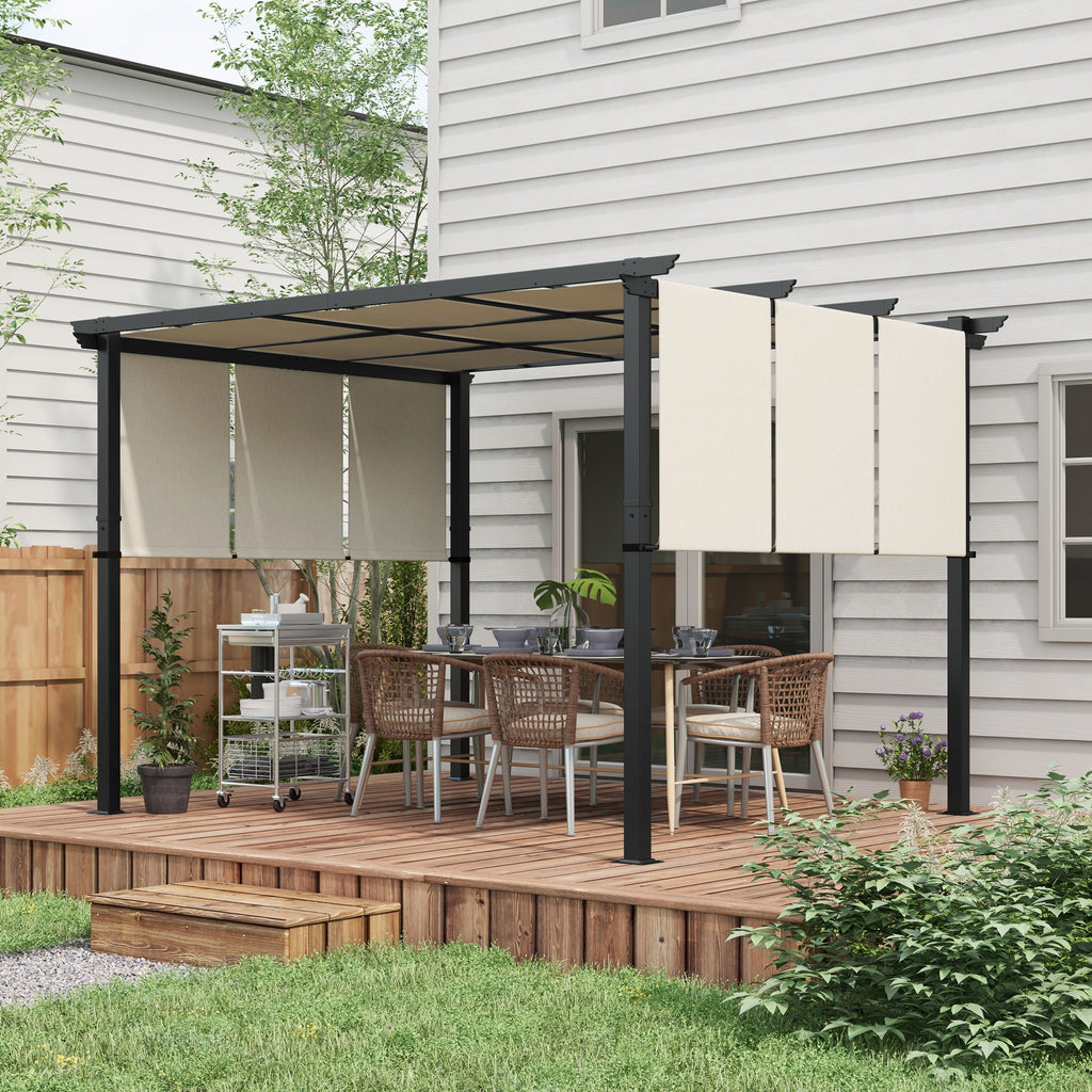 Markise Sonnenschutz. Pergola, wetterbeständig, inkl. Befestigungsmaterial, 3 x 3,5 m, Beige