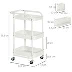 K¨¹chentrolley mit Lochtafel, Handtuchhaltern und Aufbewahrungsk?rben, 51,5 cm x 32 cm x75,6 cm, Wei?