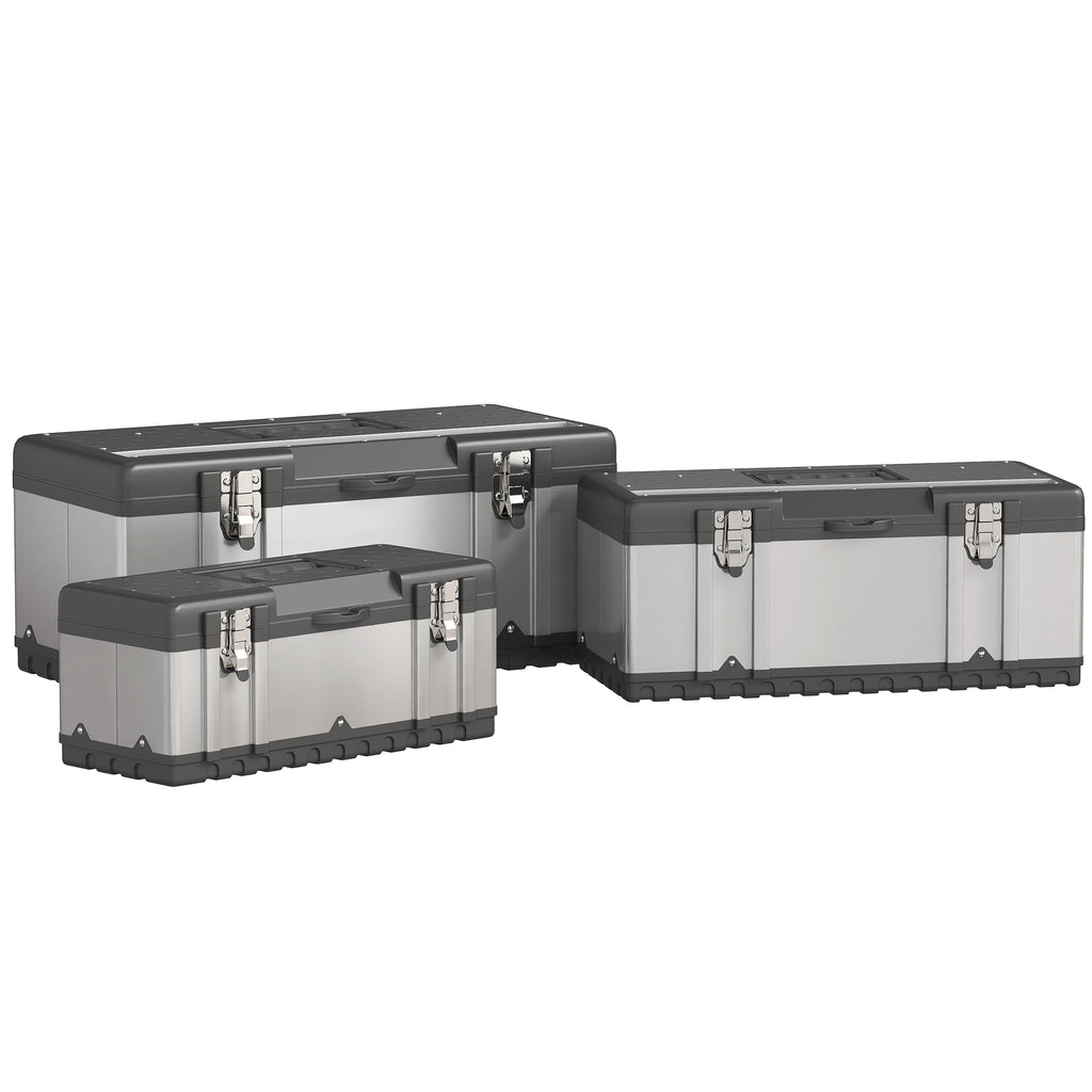 3 Pieces Stainless Steel Toolbox Set, 23"/ 19"/ 16"