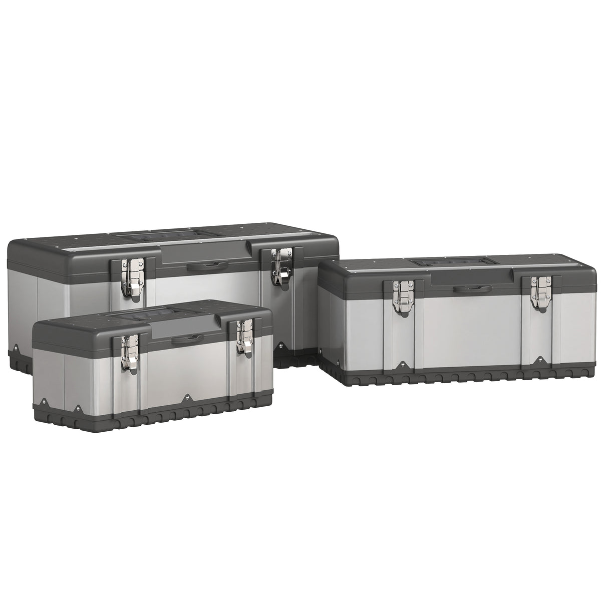 3 Pieces Stainless Steel Toolbox Set, 23"/ 19"/ 16"