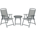 Three-Piece Garden Seat Set, with Glass-Top Table - Light Grey