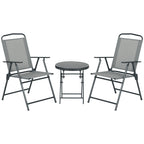 Three-Piece Garden Seat Set, with Glass-Top Table - Light Grey