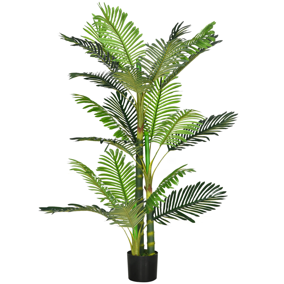 Kunstpflanze, künstliche Palme, inkl. Übertopf; 19,5 cm x 19,5 cm x 150 cm, Grün + Schwarz
