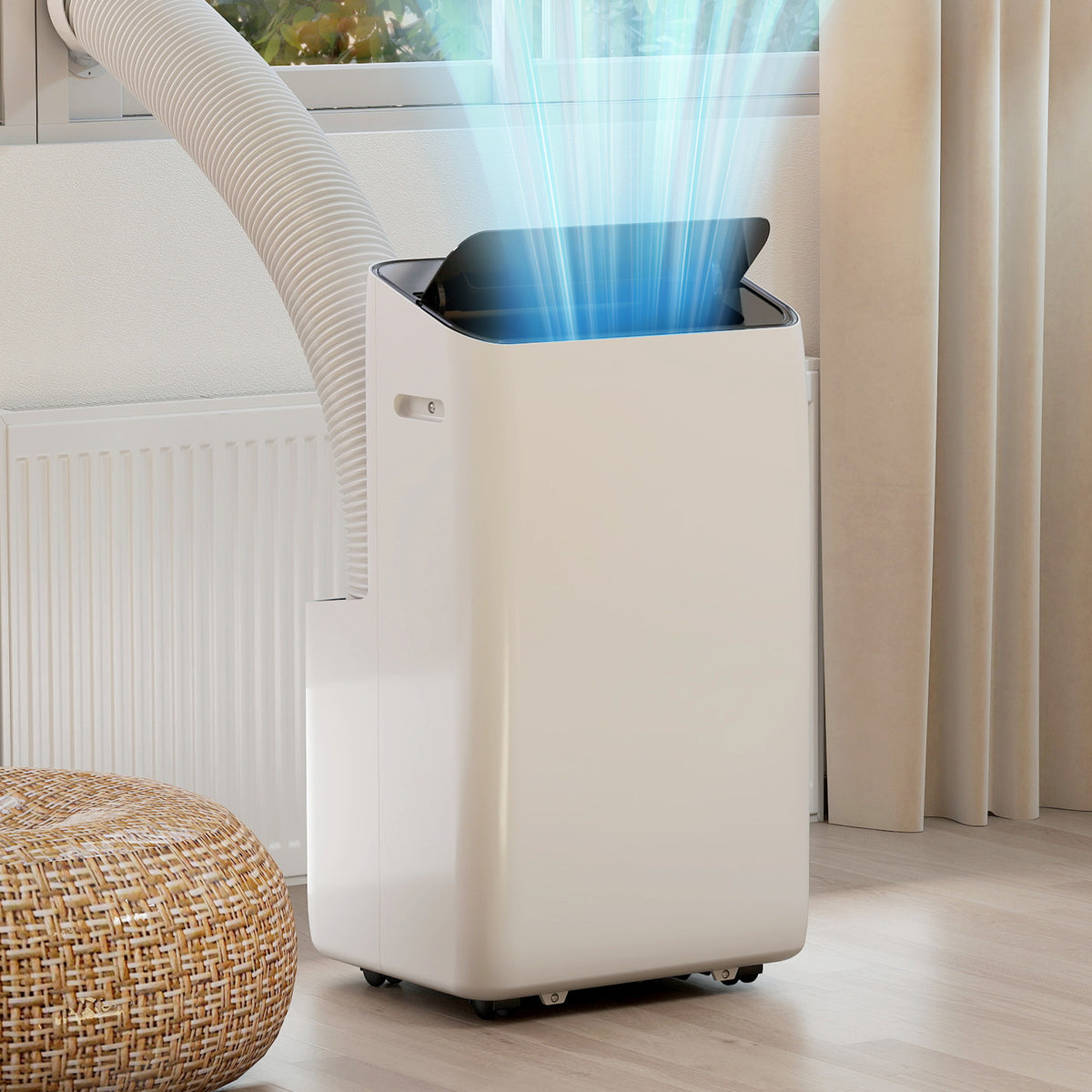 Mobiles Klimagerät 12.000 BTU mit Inverter-Technologie, Klimaanlage mit 60° Schwenkfunktion, 24H-Timer, Fernbedienung