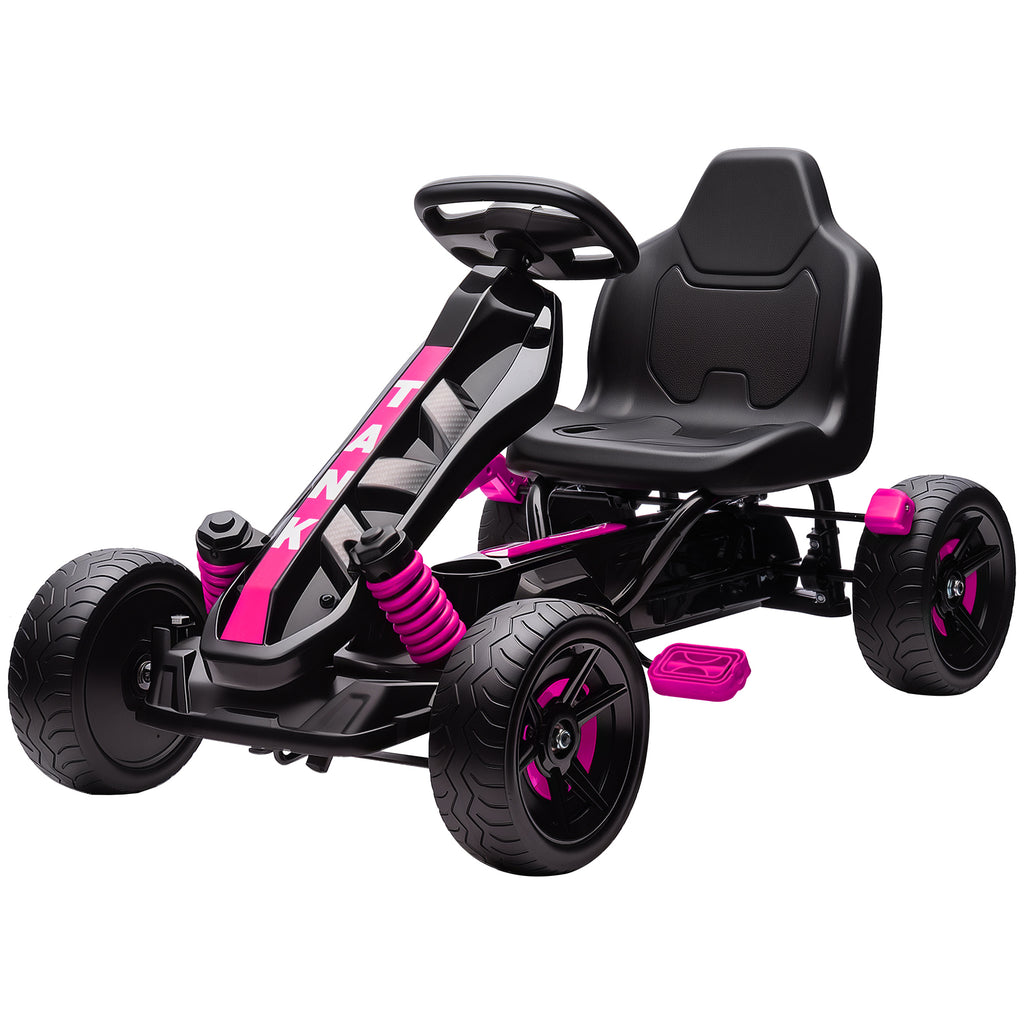 Pedal Go Kart for Kids Aged 3-6 Years, with Freewheel System, Brake, EVA Anti-Slip Wheels, Pink