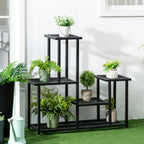 Pflanzenregal mit 4 Regalen, wetterbest?ndig, Blumentreppe, 91 cm x 25 cm x 83 cm, Schwarz