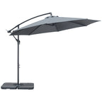 3(m) Garden Parasol Sun Shade Banana Umbrella Cantilever with Crank Handle, Cross Base Dark Grey