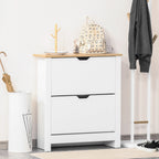 Schuhschrank Schruhregal Schuhaufbewahrung, 2 F?cher, 12 Paar Schuhe, 72 cm x 26 cm x 80 cm, Wei? + Braun