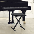 Foldable Keyboard Stool Padded Seat X Frame Chair Adjustable Height Piano Bench Black