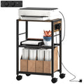 Druckerst?nder Druckeregal mit Rollen, Steckdosen, USB- und USB-C-Anschl¨¹sse bis 40 kg Rustikalbraun