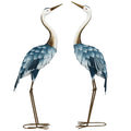 Gartenfigur Kraniche, 2-er Set, rostfrei, wetterfest, farbbest?ndig, Stahl, 26 x 15 x 74 cm, Blau/Wei?/Grau