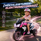 Elektro-Kindermotorrad, Lichter & Geräusche, 3 km/h, wiederaufladbar, Kunststoff & Metall, Rosa/Weiß
