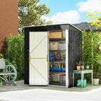 5 x 3 ft Lean-to Garden Shed, Outdoor Storage Shed with Lockable Door and Vents, Dark Grey