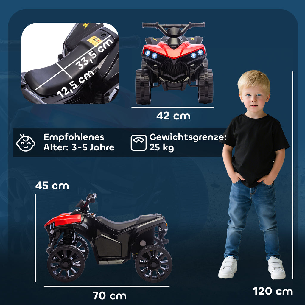 Kinder Quad Elektro 6V Kinderquad mit Vorw?rts-, R¨¹ckw?rtsfunktion, Musik, LED-Scheinwerfer Rot