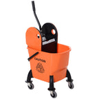 25L Mop Bucket, with Wringer, Wheels and Handle - Orange