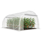 Polytunnel-Gewächshaus, begehbares Gewächshaus mit verzinktem Stahlrahmen und UV-beständiger PE-Abdeckung, transparent