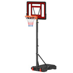 Rollbarer Basketballständer, Verstellbarer Basketballkorb, freistehend, Kunststoff, Stahl, 75L x 83B x 205-261H cm
