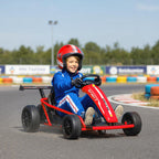 24V Elektro-Go-Kart zum Fahren und Driften, Nylon-Reifen, Sicherheitsgurt, Hupe, Musik f¨¹r 8-12 Jahre Rot