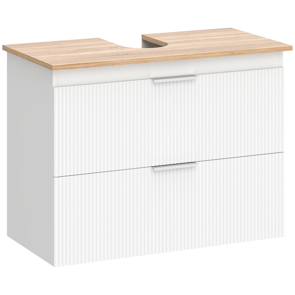 Unterschrank für das Badezimmer, 80 cm Schrank mit zwei großen Schubladen für Waschbecken mit oder ohne Sockel, Weiß