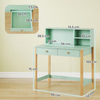 Kinderschreibtisch Schülerschreibtisch mit Schubladen Regal Stauraum für 5-12 Jahre Kinder 90 x 52 x 105 cm Grün