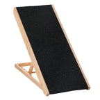 Hunderampe für Bett und Couch Faltbar Haustierrampe mit 4 Einstellbare Höhe von 26 bis 61 cm, Anti-Rutsch-Pad 90 cm Hundetreppe für großen Hund unter 40 kg Schwarz+Naturholz