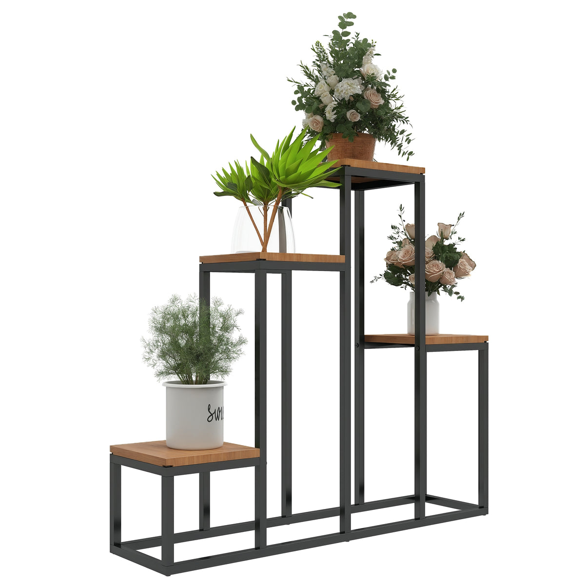 Blumenregal, 4 Etagen, Indoor & Outdoor, Metallrahmen, 80 x 20 x 74 cm