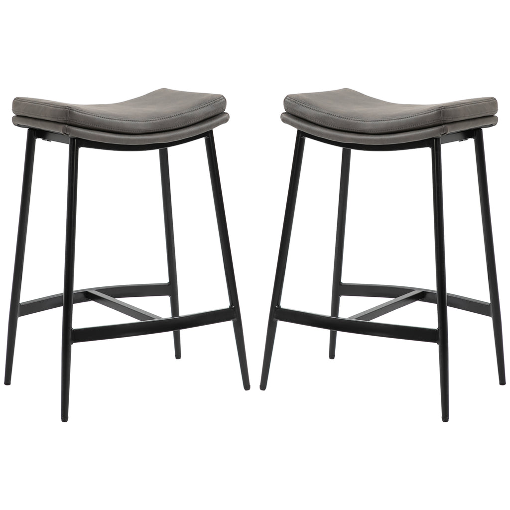 2er-Set Barhocker, Polstersitze, Stahlgestell, 120 kg Belastbarkeit, Grau