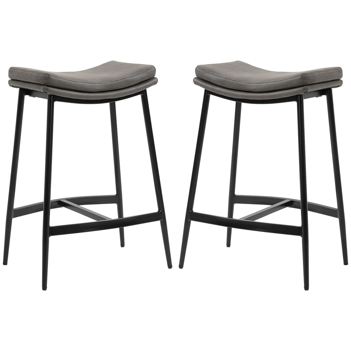 2er-Set Barhocker, Polstersitze, Stahlgestell, 120 kg Belastbarkeit, Grau