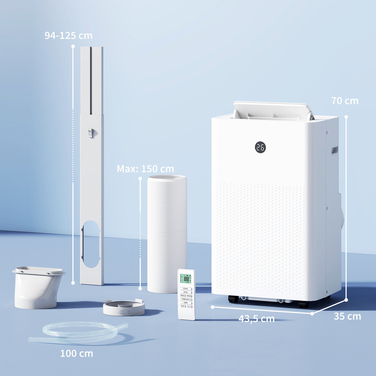 Tragbares Klimagerät mit 12.000 BTU, 4-in-1 Klimaanlage mit WiFi- und Sprachsteuerung, Kühlung, Entfeuchter, Ventilator, Schlafmodus