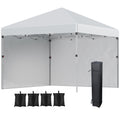 3 x 3 m Pop Up Gazebo, UPF 30+ Party Tent with 2 Sidewalls, Weight Bags and Wheeled Bag, Light Grey